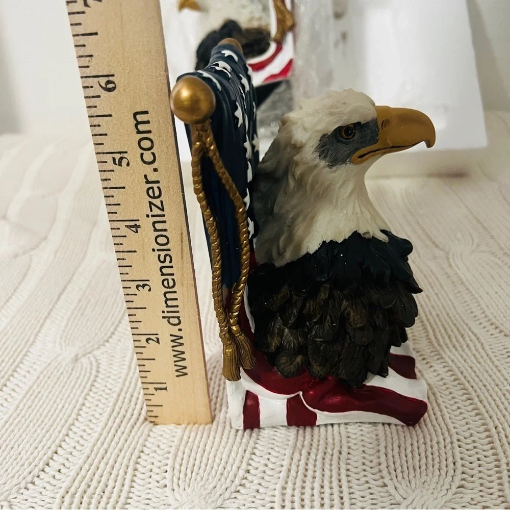 Vintage Avery Patriotic Bald Eagle Bookends NWOT Heavy Flag Colors Study Decor